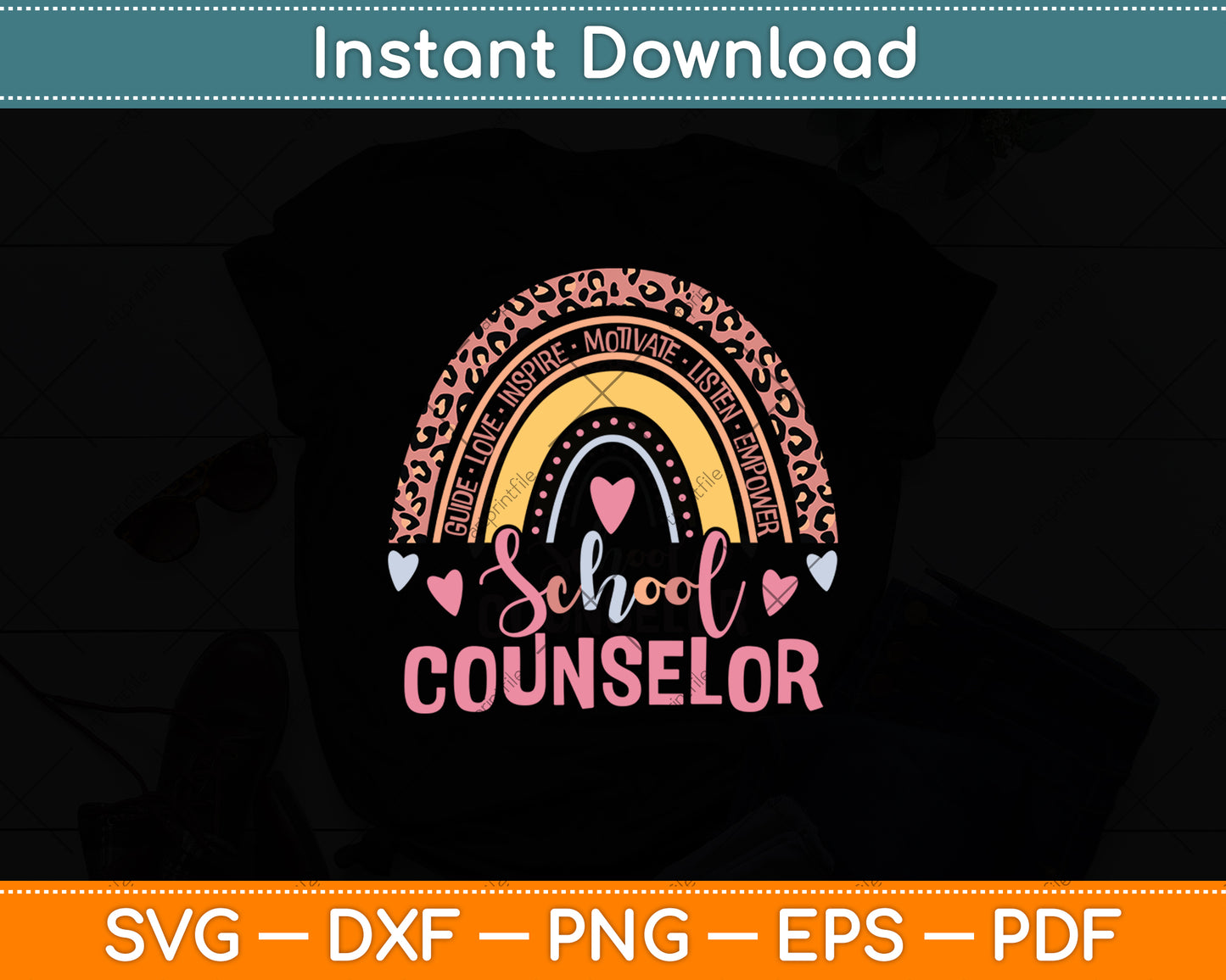 School Counselor Rainbow Leopard Print Counselor Funny Svg Digital Cutting File