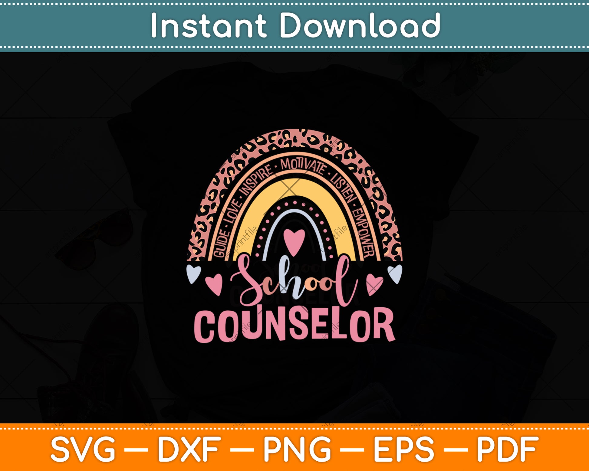 School Counselor Rainbow Leopard Print Counselor Funny Svg Digital Cutting File