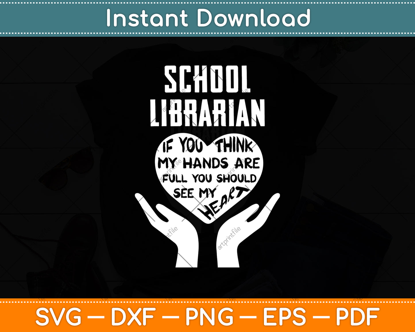 School Librarian If You Think My Hands Are My Heart Svg Digital Cutting File