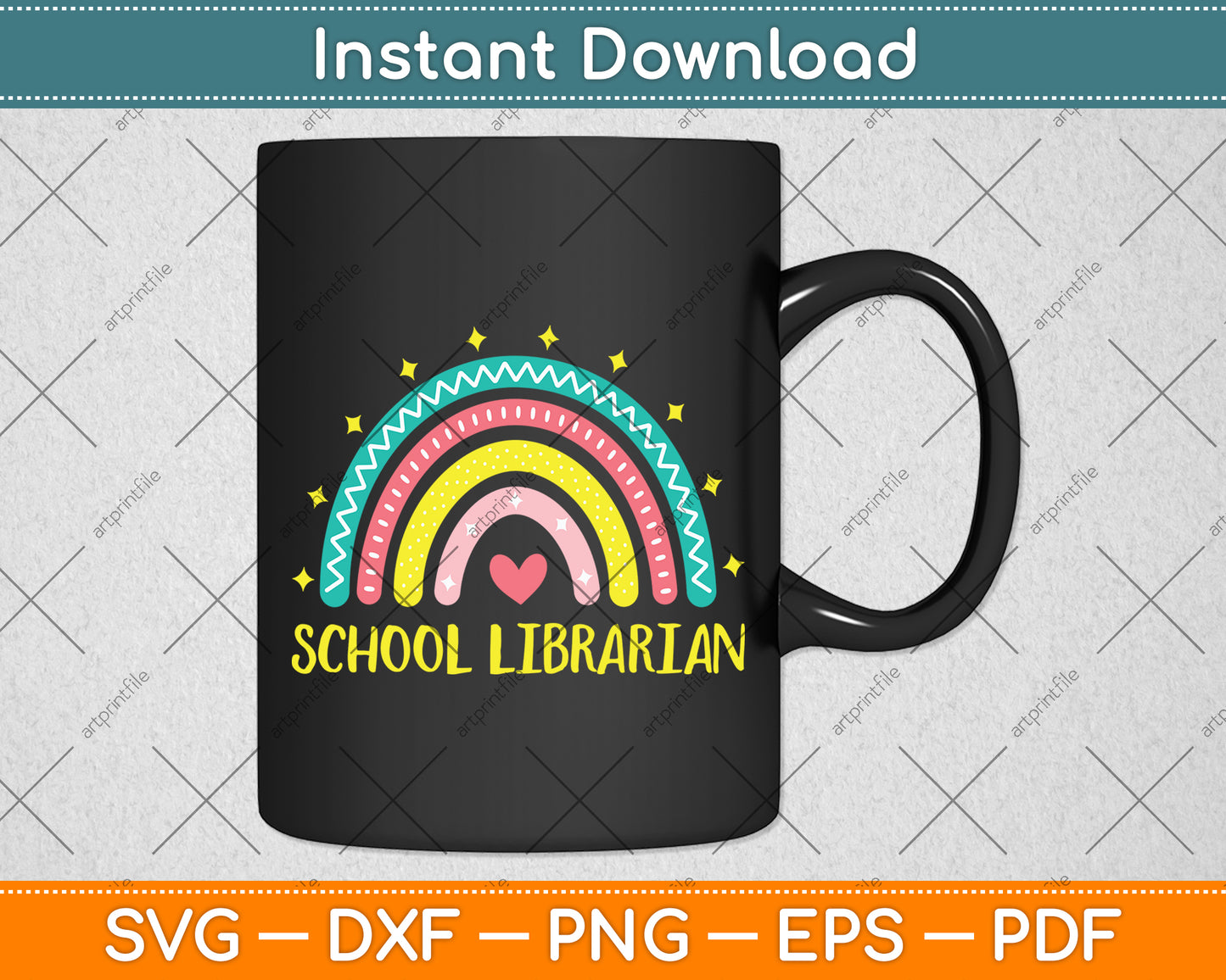 School Librarian Rainbow Svg Digital Cutting File