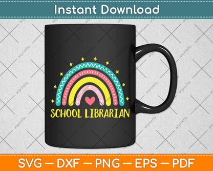 School Librarian Rainbow Svg Digital Cutting File