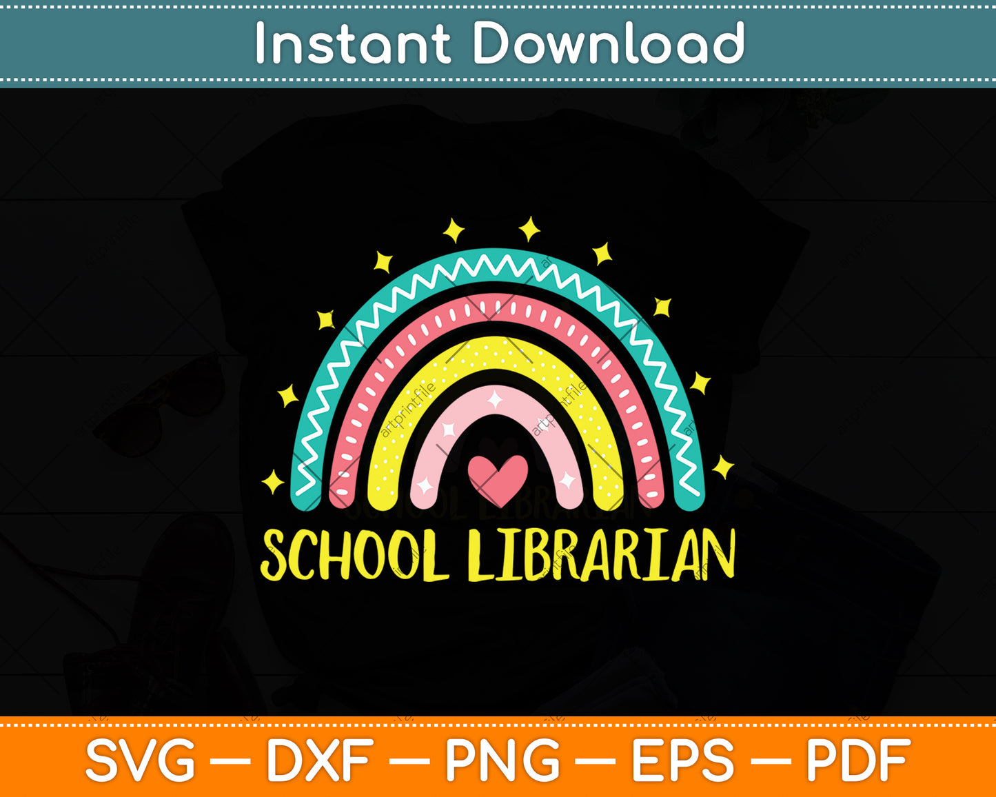 School Librarian Rainbow Svg Digital Cutting File