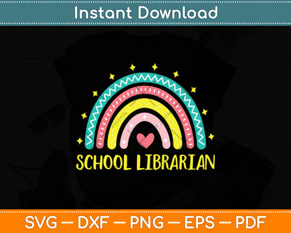 School Librarian Rainbow Svg Digital Cutting File
