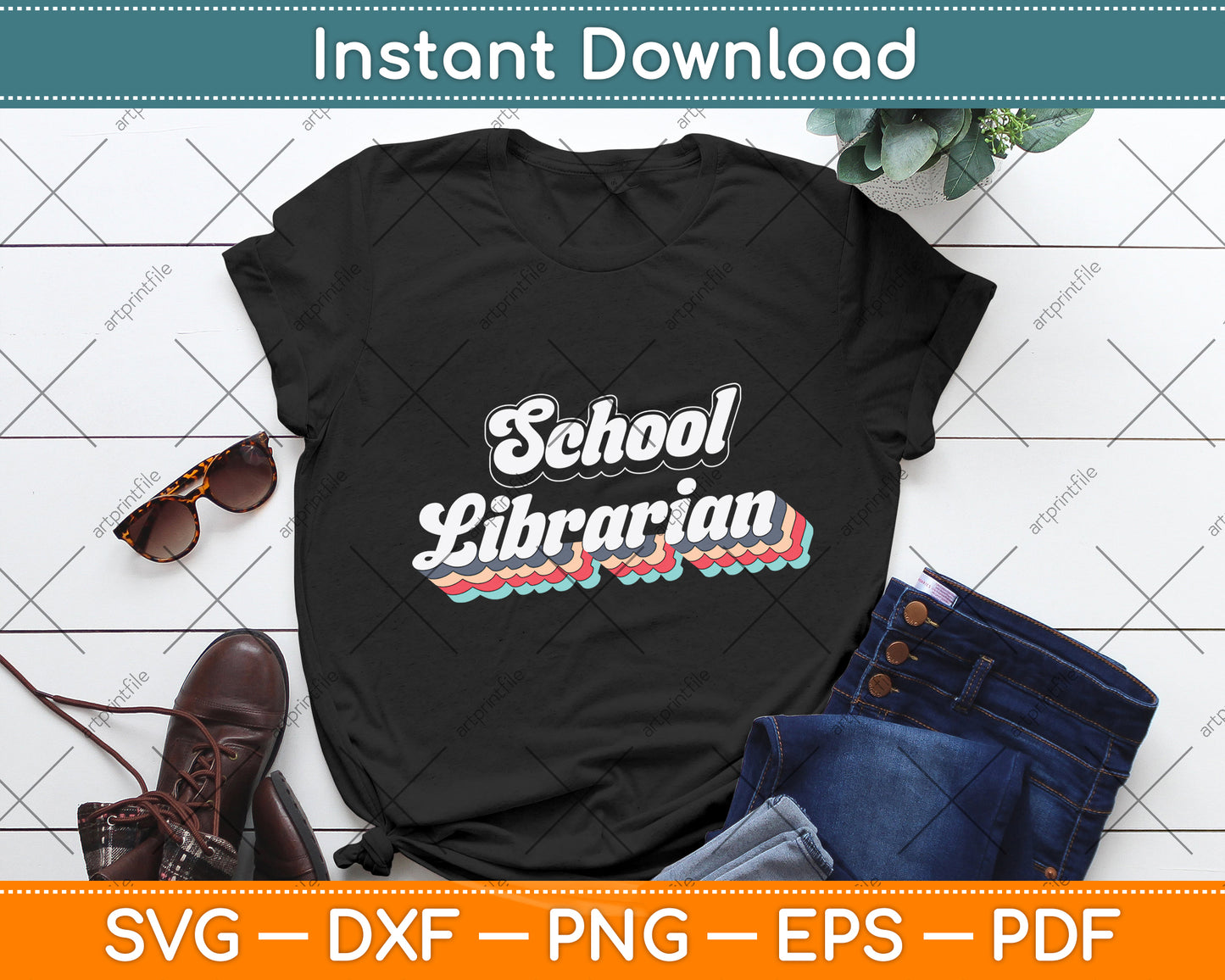 Vintage School Librarian Teacher Squad Back To School Svg Digital Cutting File