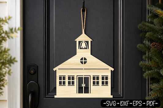 Christmas Schoolhouse Laser Cut SVG Design