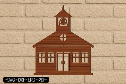 Christmas Schoolhouse Laser Cut SVG Design