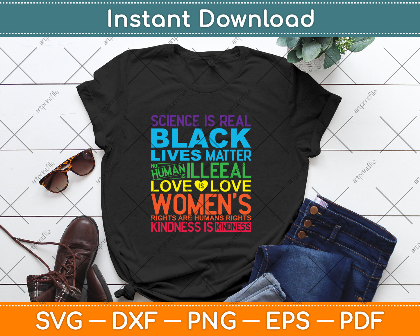 Science Is Real Black Lives Matter Rainbow LGBT Pride Gay Svg Digital Cutting File