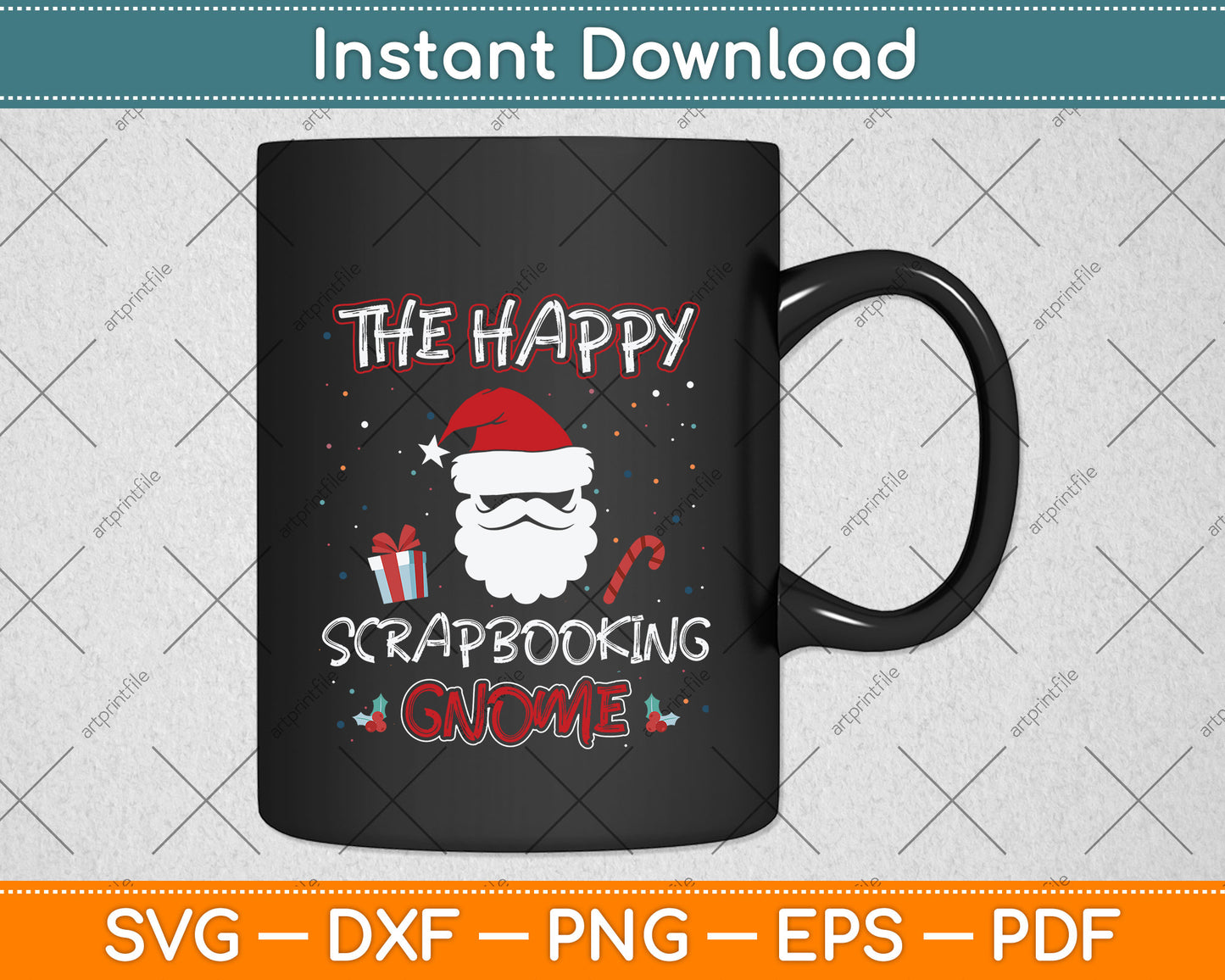 Scrapbooking Christmas Gnome Svg Png Dxf Digital Cutting File