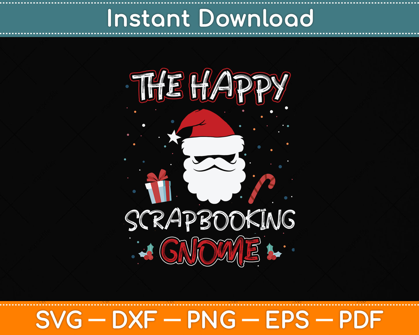 Scrapbooking Christmas Gnome Svg Png Dxf Digital Cutting File