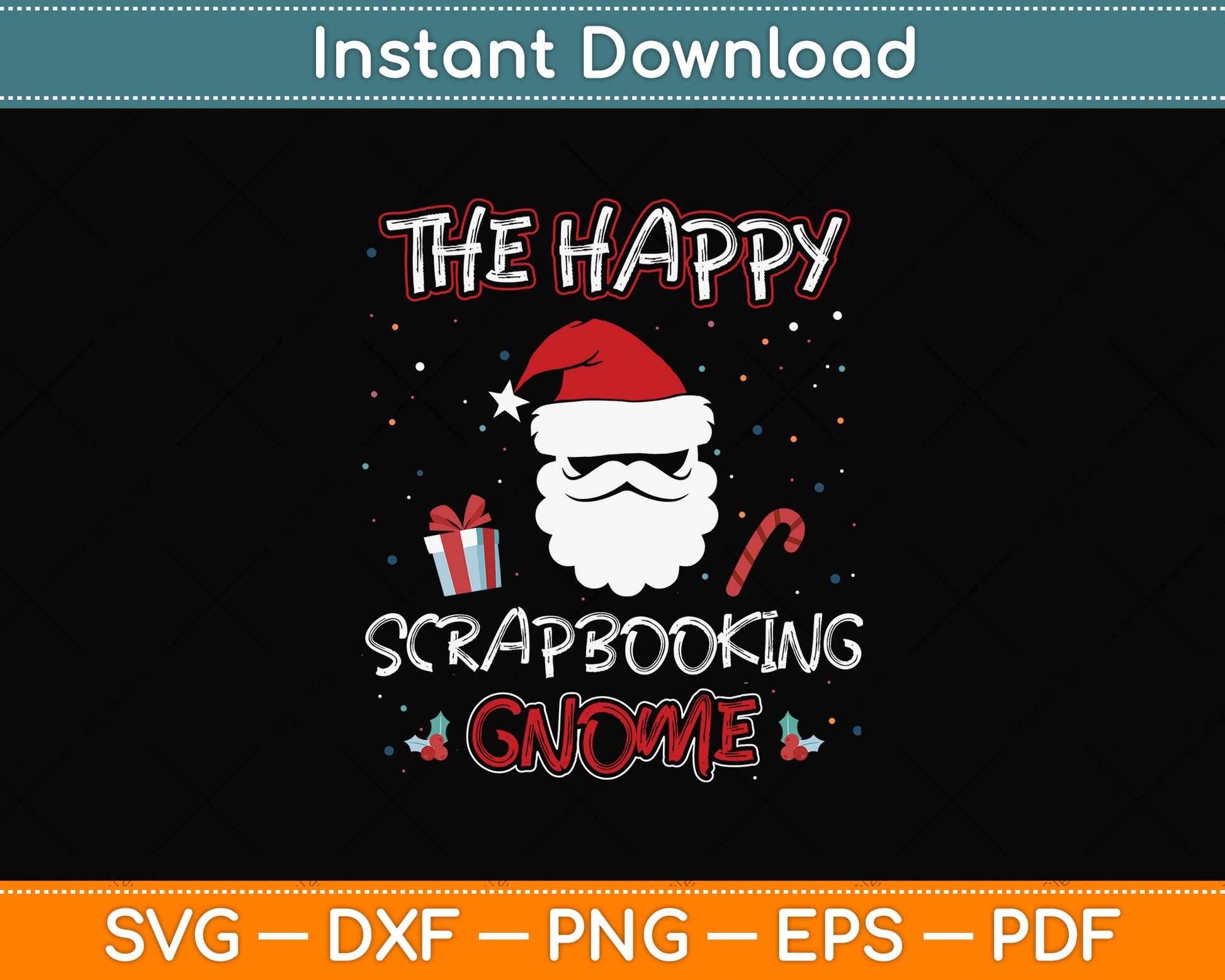 Scrapbooking Christmas Gnome Svg Png Dxf Digital Cutting File