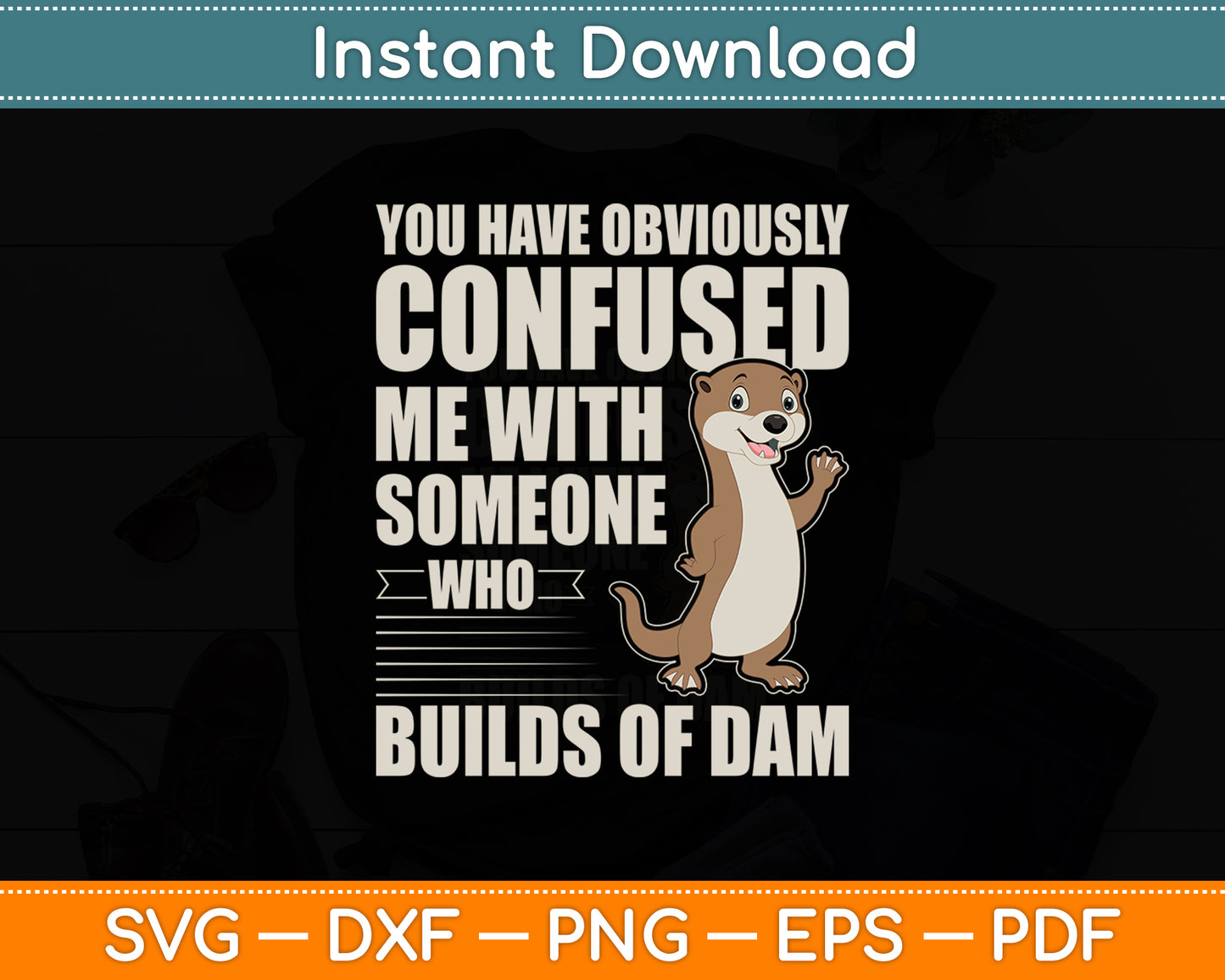 Sea Otter Builds Dam Animal Mammal Svg Png Dxf Digital Cutting File