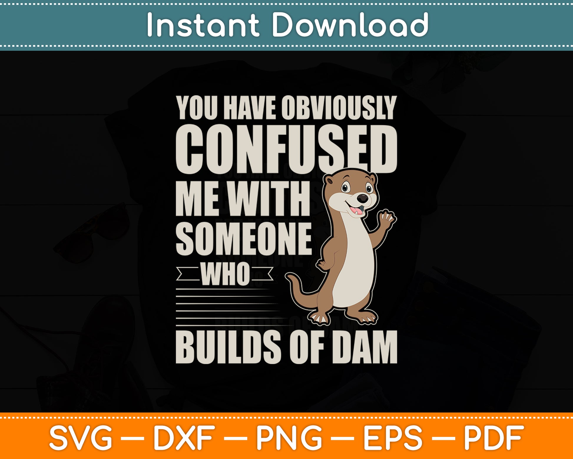 Sea Otter Builds Dam Animal Mammal Svg Png Dxf Digital Cutting File