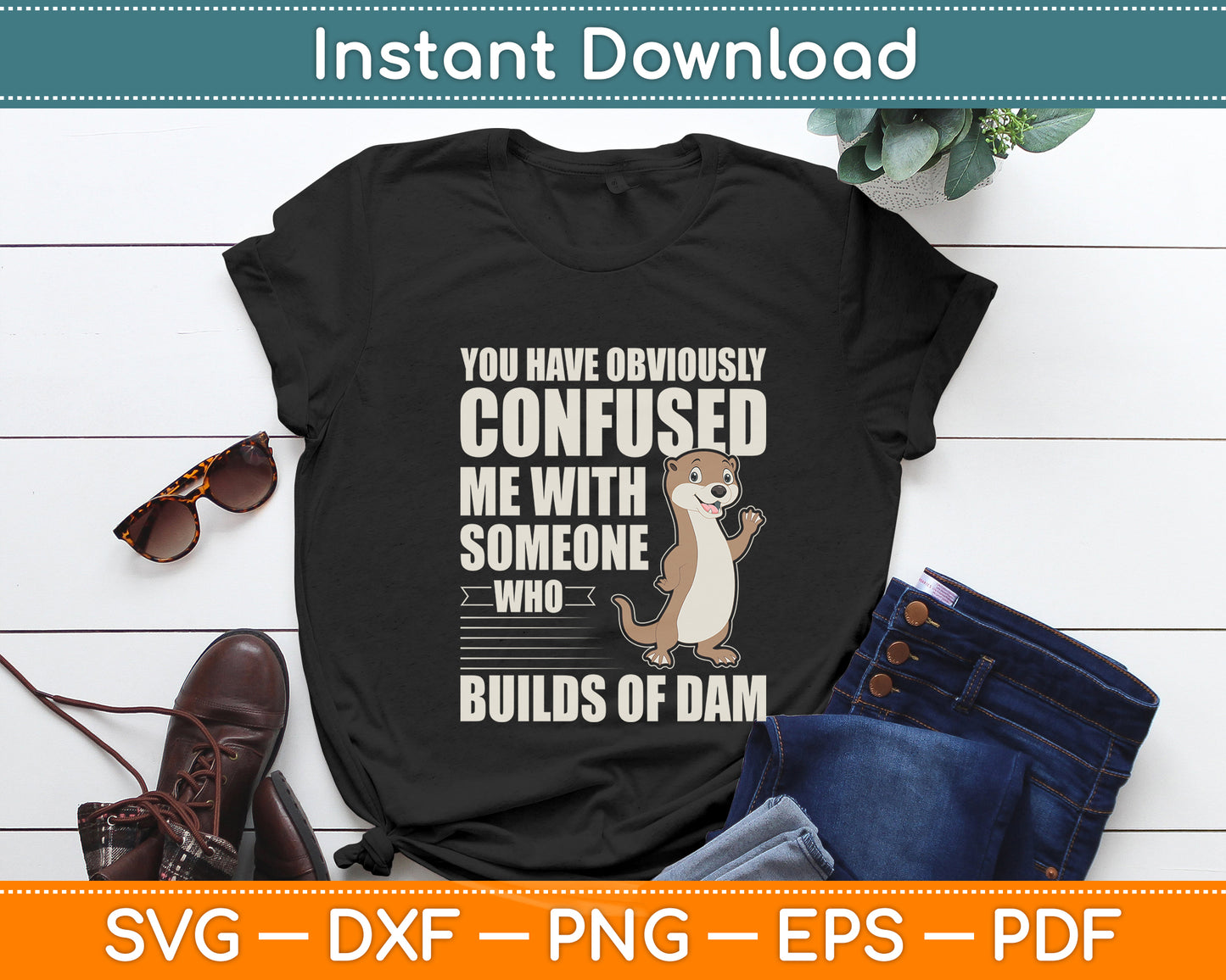 Sea Otter Builds Dam Animal Mammal Svg Png Dxf Digital Cutting File