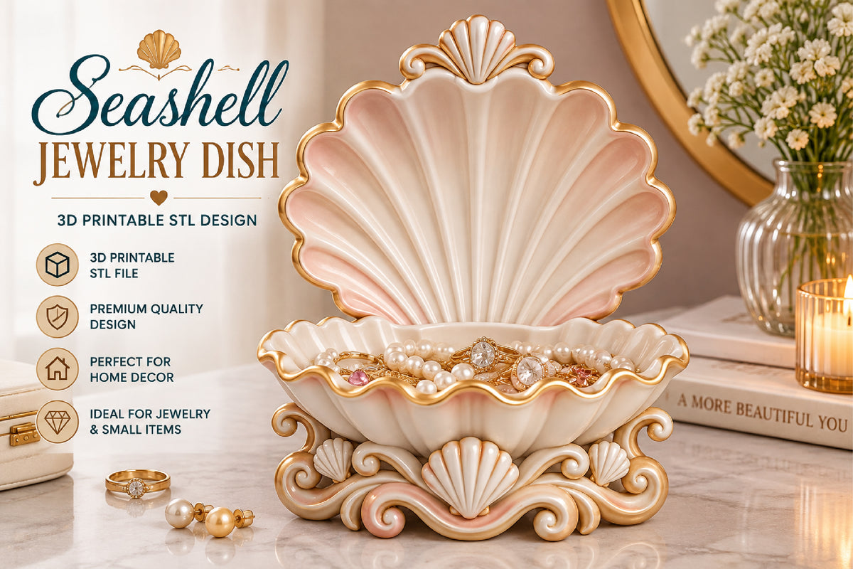 Seashell Jewelry Dish 3D STL File