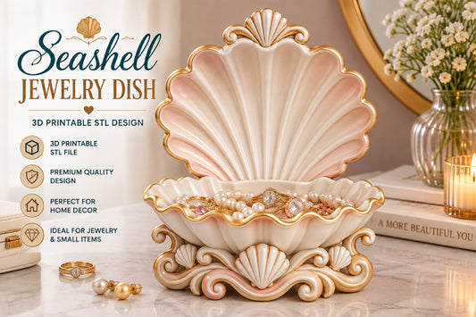 Seashell Jewelry Dish 3D STL File