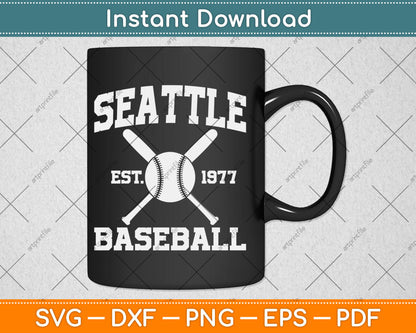 Seattle Baseball Athletic Vintage Sports Team Fan Svg Digital Cutting File