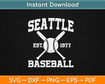 Seattle Baseball Athletic Vintage Sports Team Fan Svg Digital Cutting File