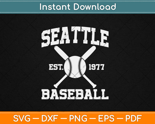 Seattle Baseball Athletic Vintage Sports Team Fan Svg Digital Cutting File