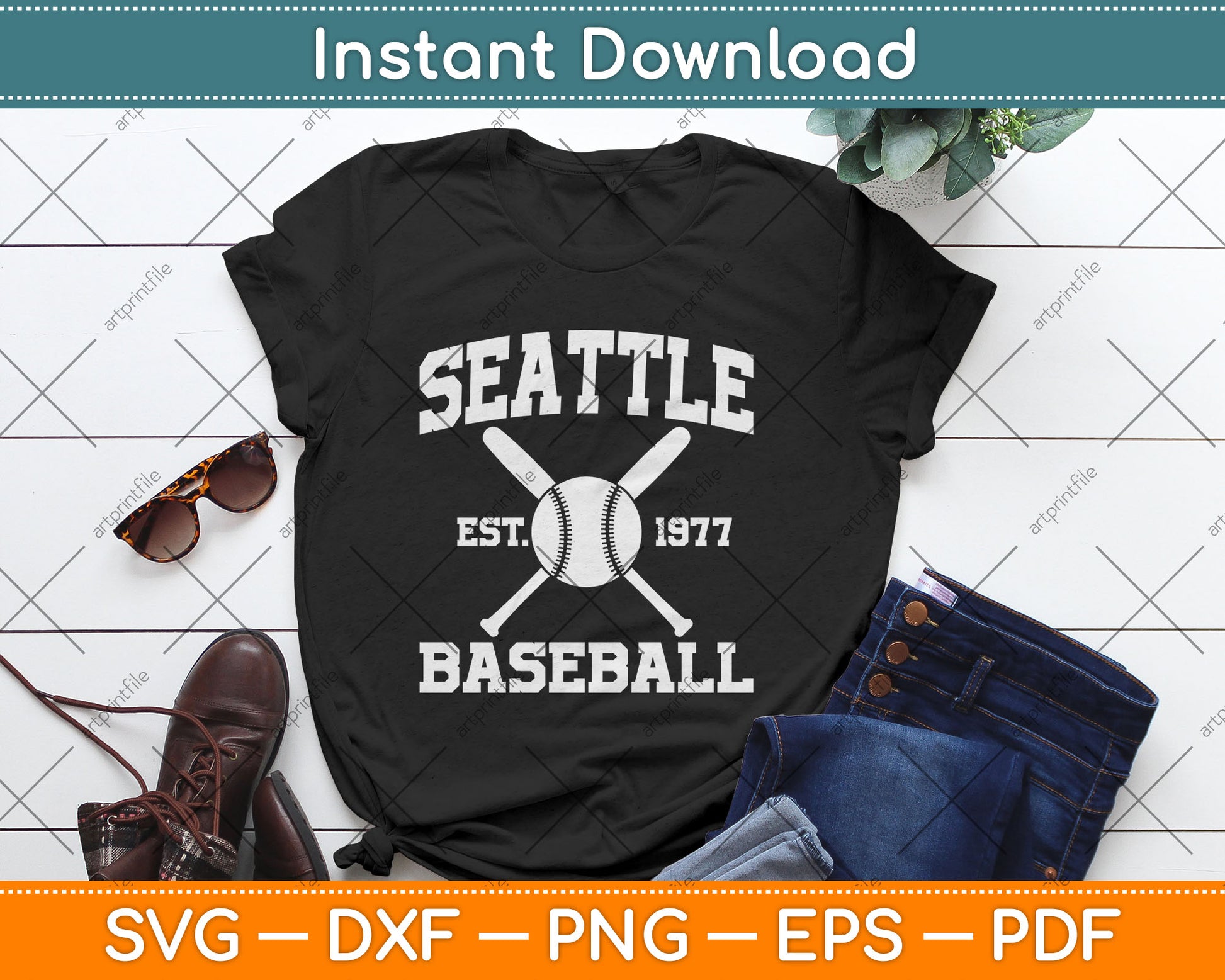 Seattle Baseball Athletic Vintage Sports Team Fan Svg Digital Cutting File