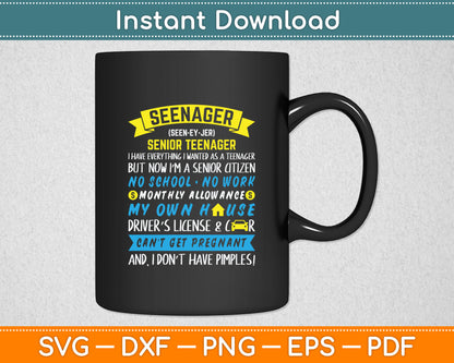 Seenager Definition Funny Senior Citizen Svg Digital Cutting File