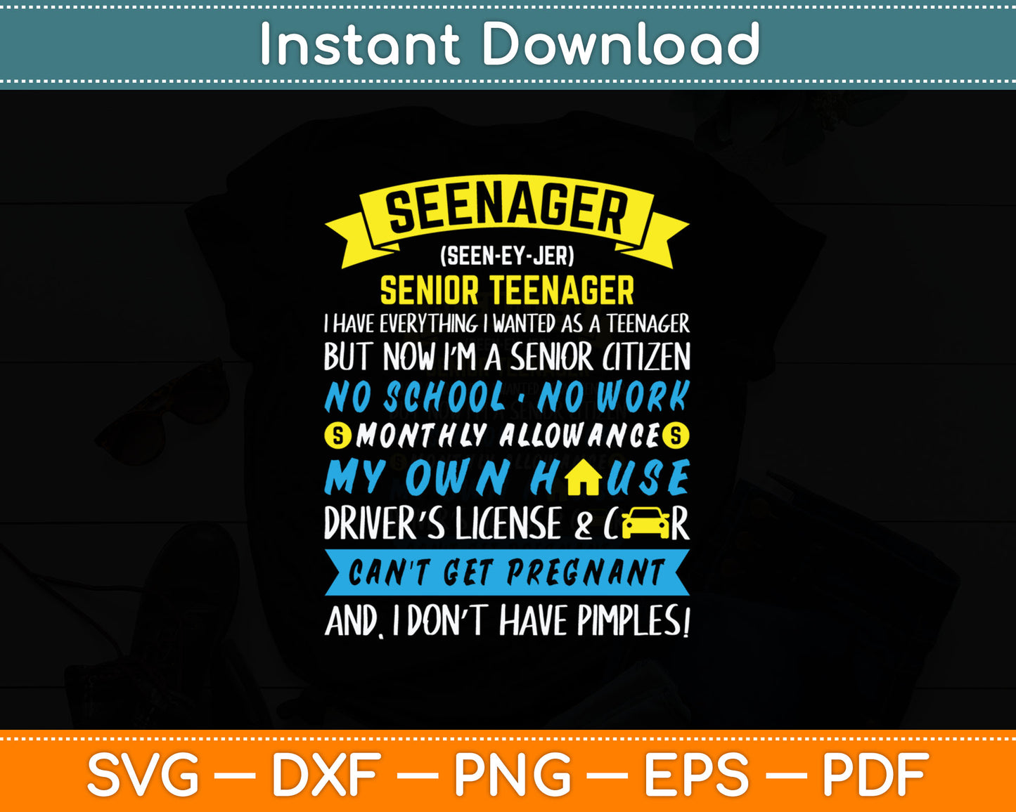 Seenager Definition Funny Senior Citizen Svg Digital Cutting File