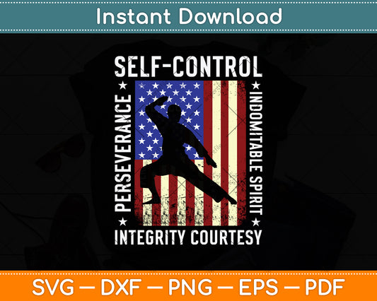 USA Flag Self-Control Perseverance Indomitable Spirit Taekwondo Svg Digital Cutting File