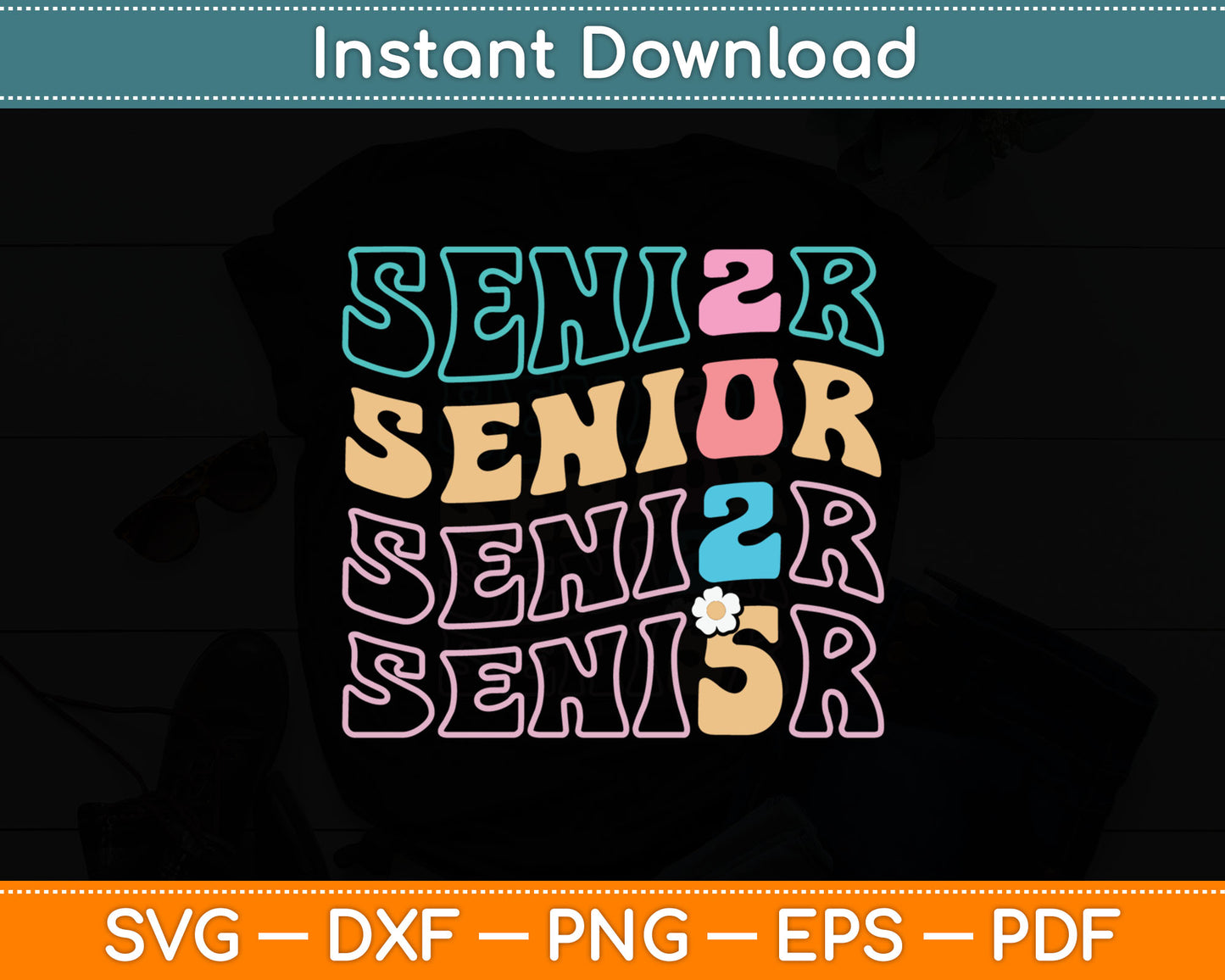 Senior 2025 Graduation Class of 2025 Senior Graduate Groovy Svg Digital Cutting File