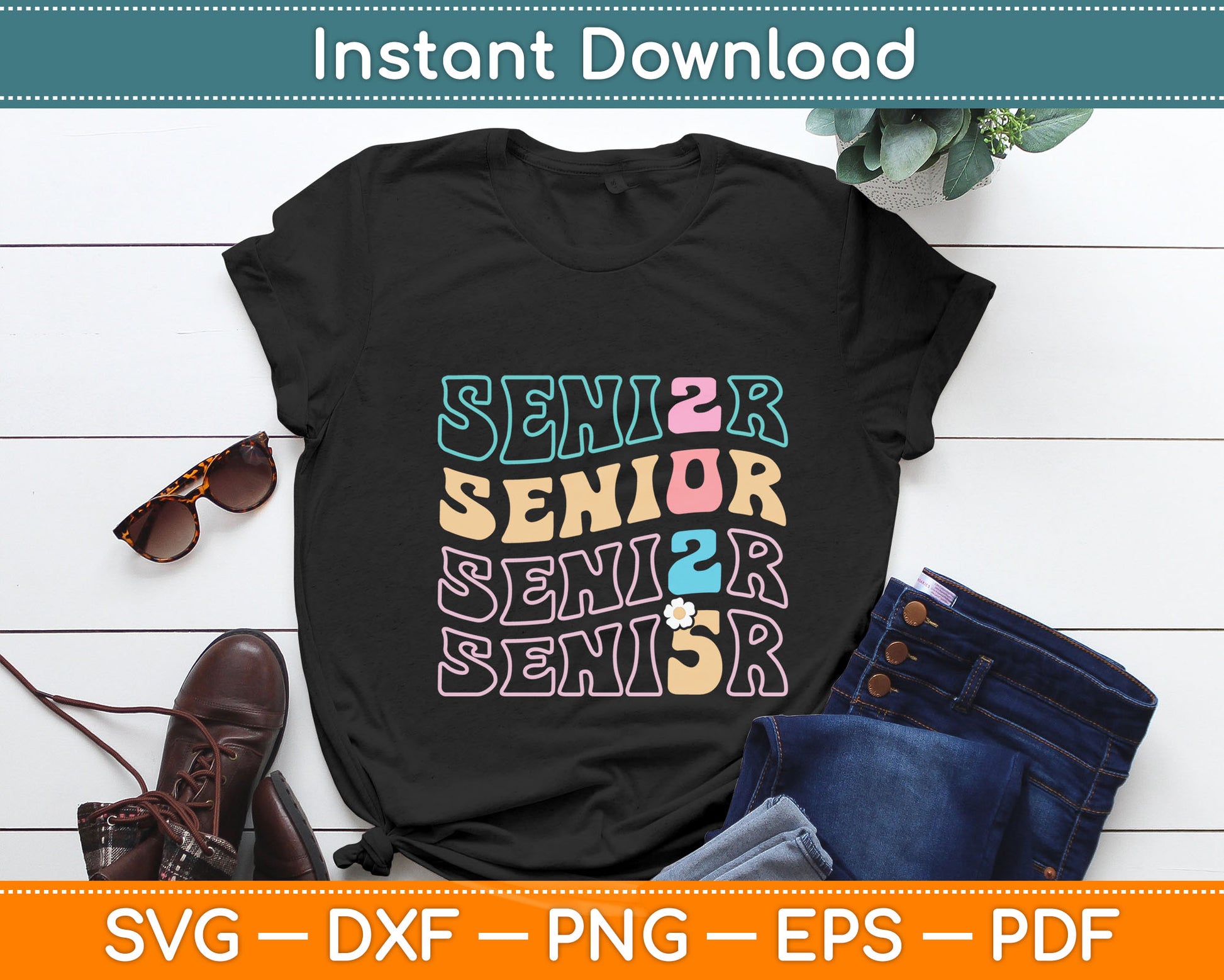 Senior 2025 Graduation Class of 2025 Senior Graduate Groovy Svg Digital Cutting File