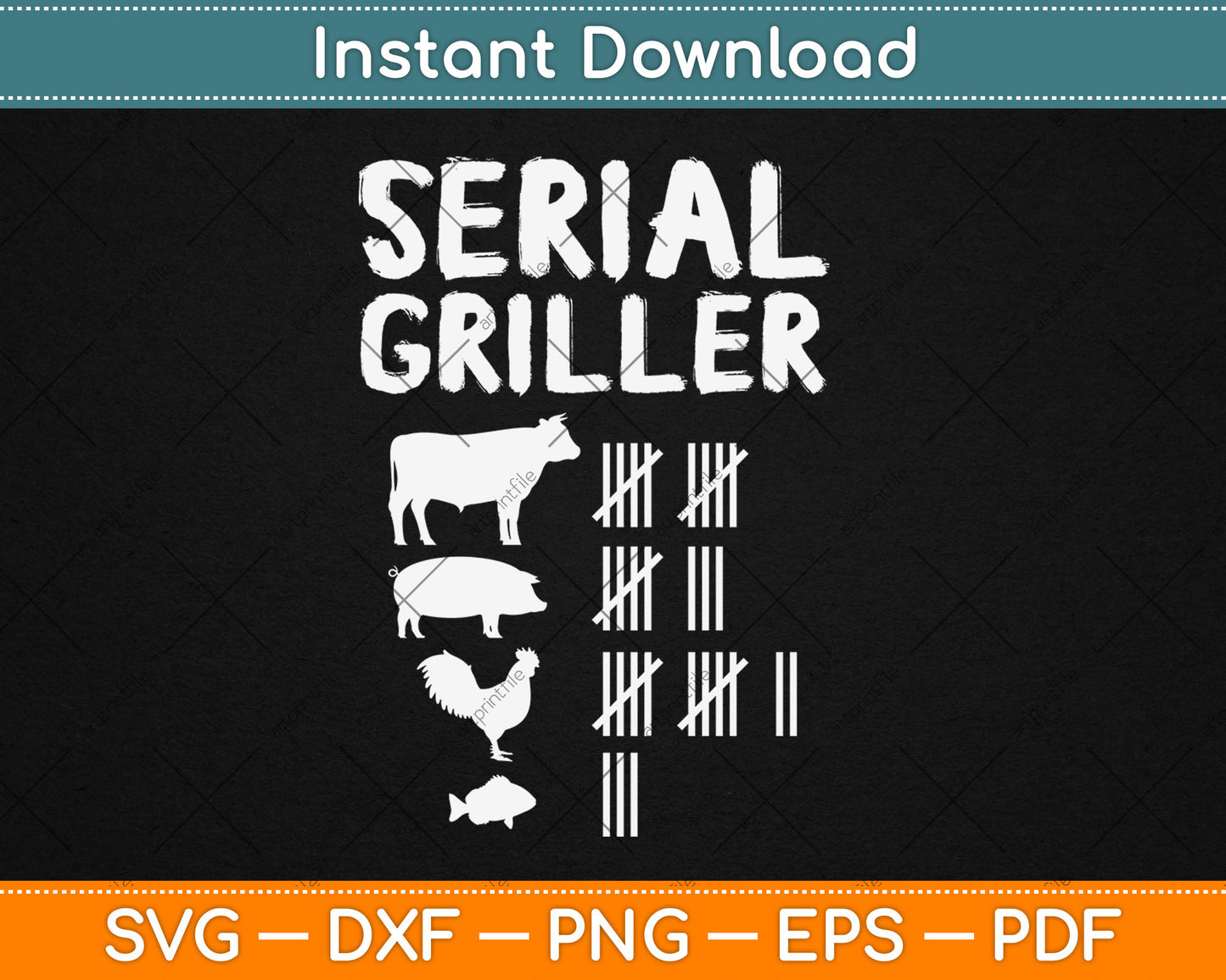 Serial Griller Fathers Day Funny Grilling BBQ Master Svg Digital Cutting File