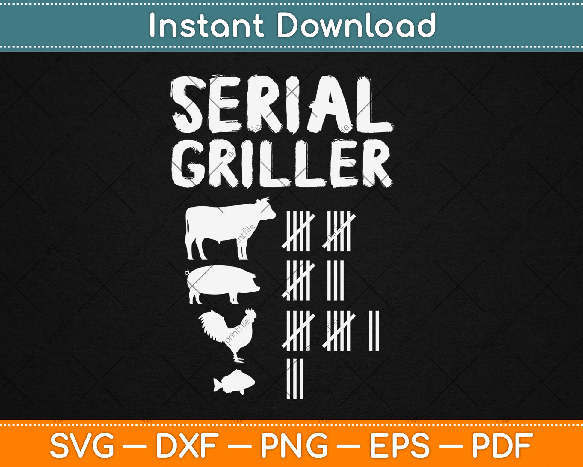 Serial Griller Fathers Day Funny Grilling BBQ Master Svg Digital Cutting File