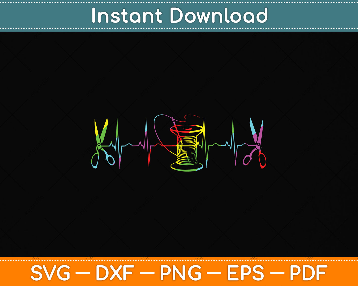 Sewing Machine Heartbeat Fabric Patchwork Handcrafts Svg Png Dxf Digital Cutting File