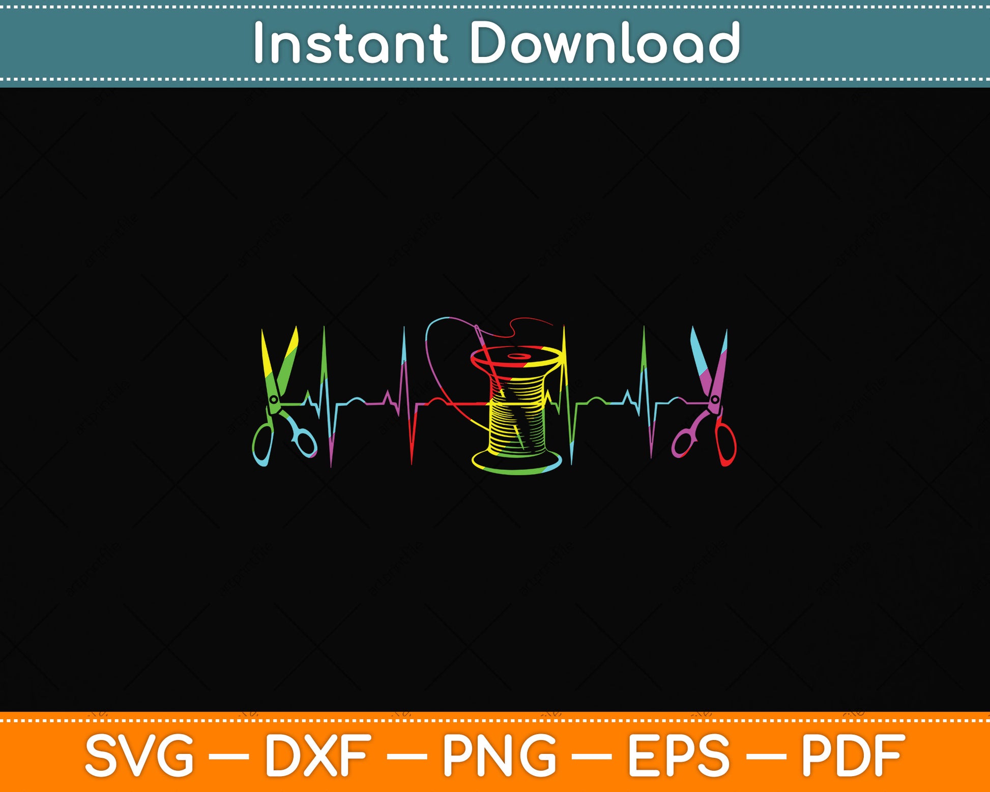 Sewing Machine Heartbeat Fabric Patchwork Handcrafts Svg Png Dxf Digital Cutting File