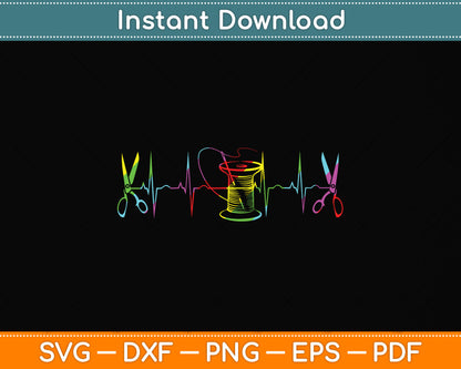Sewing Machine Heartbeat Fabric Patchwork Handcrafts Svg Png Dxf Digital Cutting File