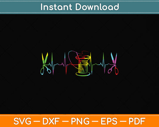 Sewing Machine Heartbeat Fabric Patchwork Handcrafts Svg Png Dxf Digital Cutting File