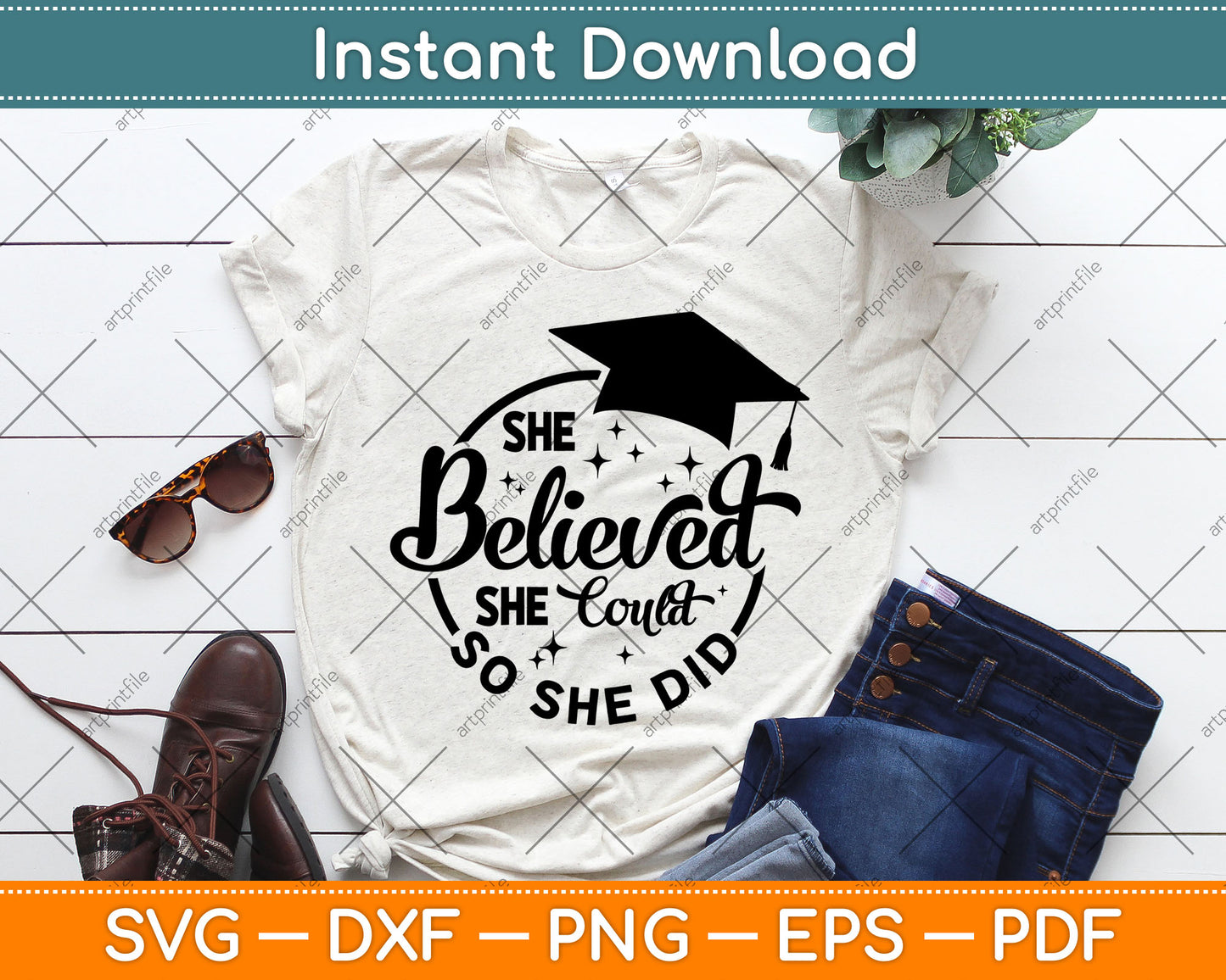She Believed She Could So She Did Graduation Svg Digital Cutting File