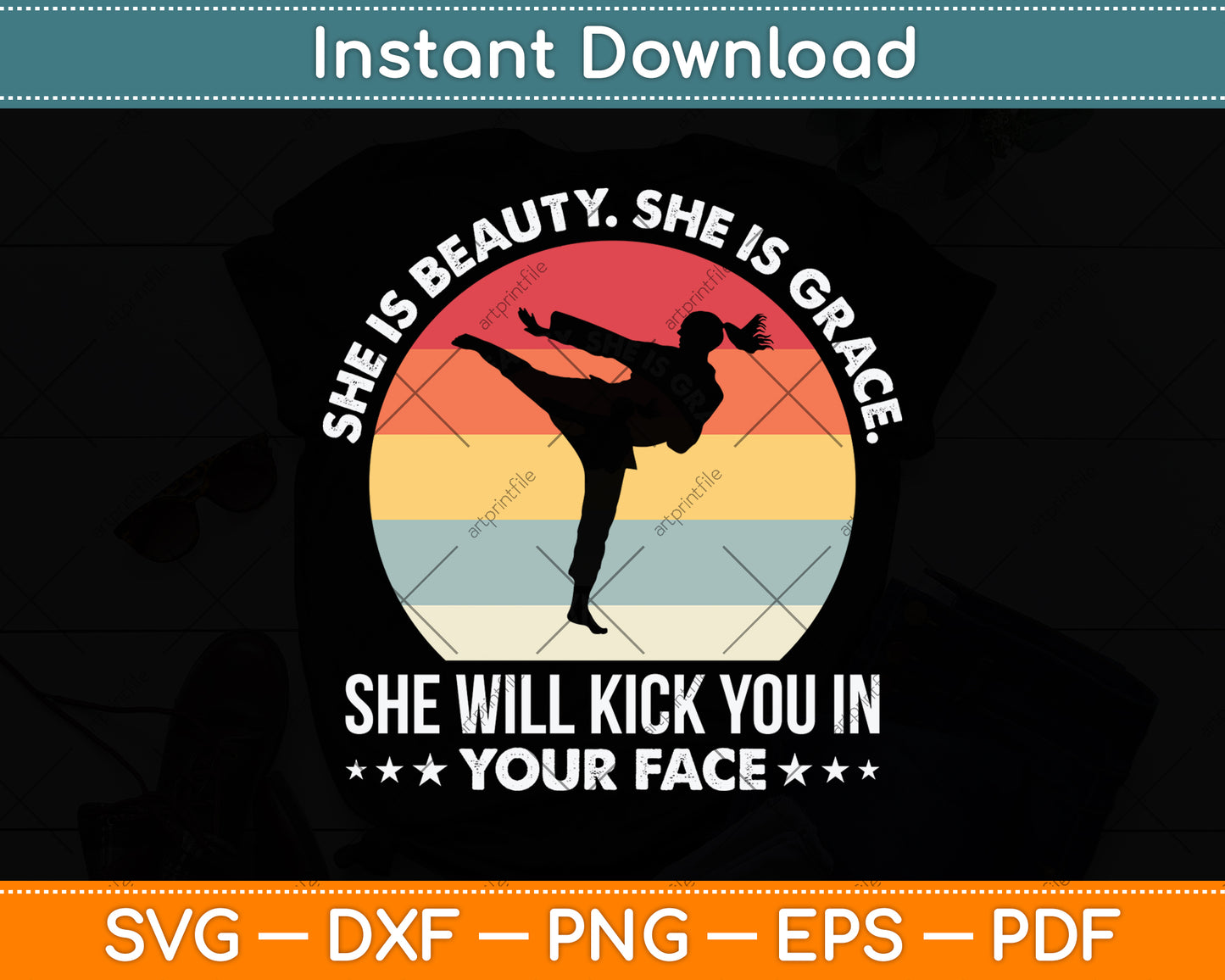 She Is Beauty She Is Grace She Will Kick You In Svg Png Dxf Digital Cutting File