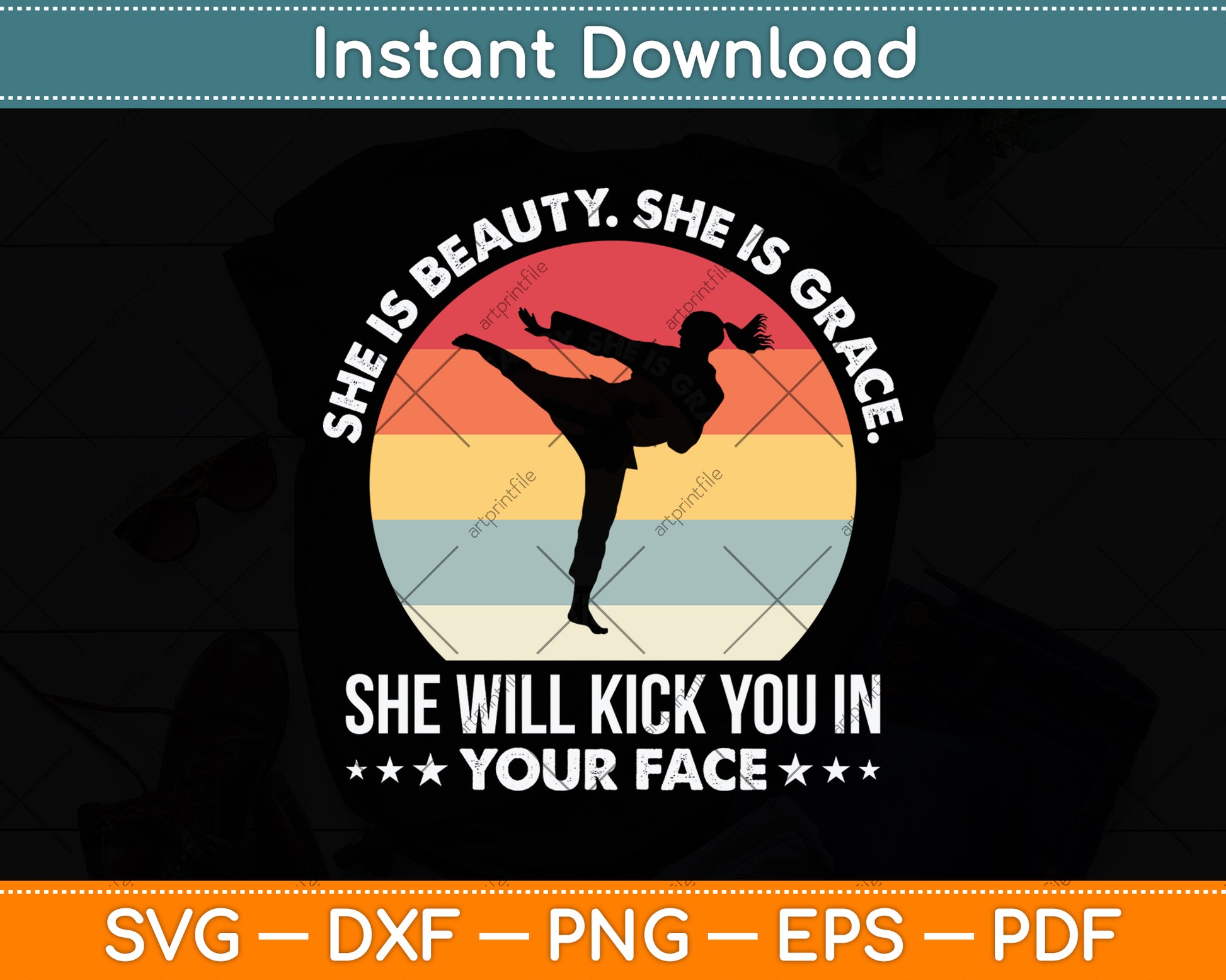 She Is Beauty She Is Grace She Will Kick You In Svg Png Dxf Digital Cutting File
