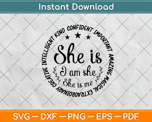 She Is Extraordinary Creative Intelligent Confident Kind Svg Png Dxf Digital Cutting File