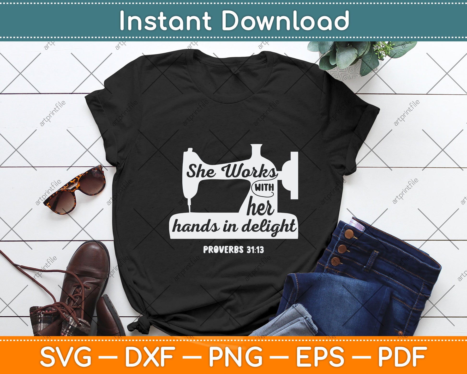 She Works With Her Hands In Delight Sewing Machine Svg Png Dxf Digital Cutting File