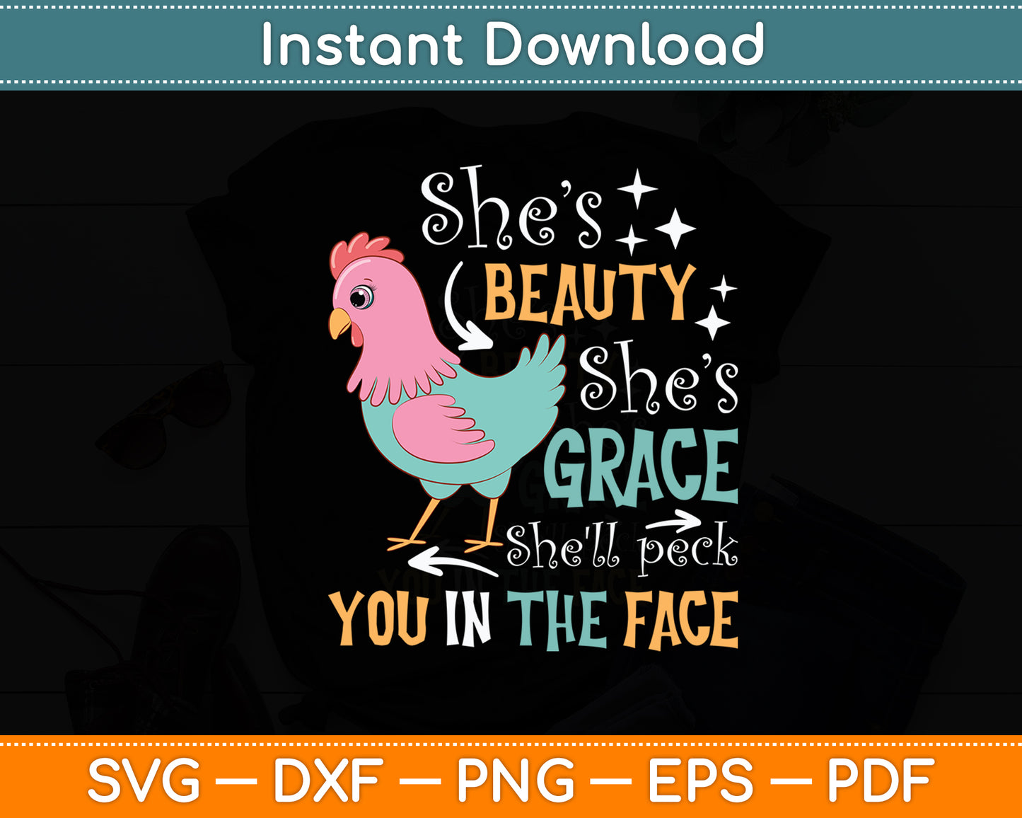She's Beauty She's Grace - Farmer & Chicken Lover Svg Digital Cutting File