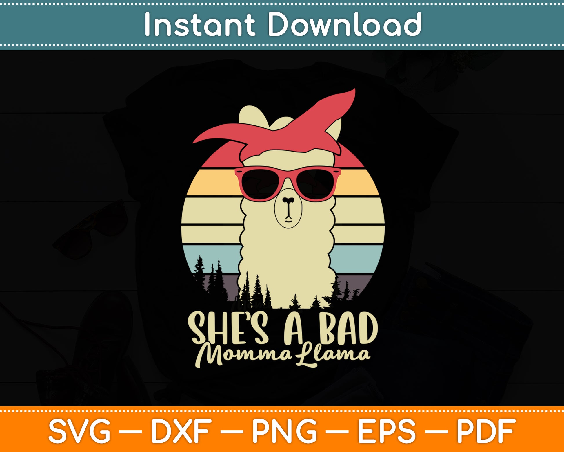 She's a Bad Momma Llama Mama Funny Svg Digital Cutting File