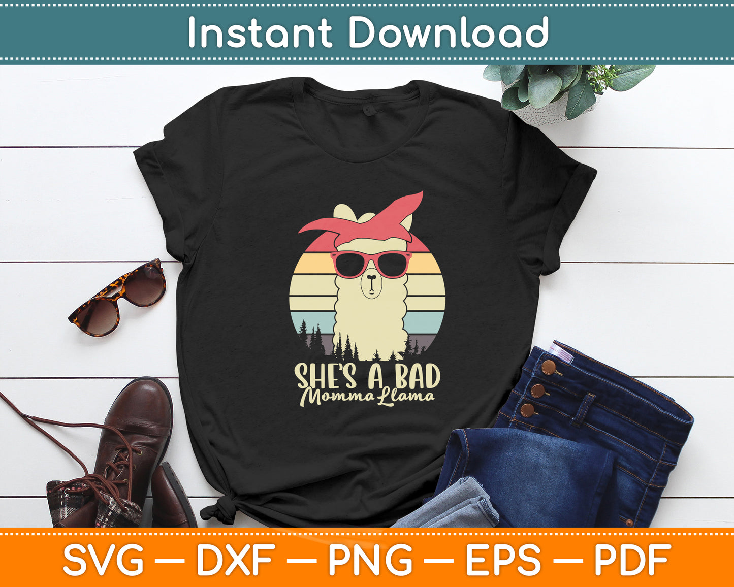 She's a Bad Momma Llama Mama Funny Svg Digital Cutting File