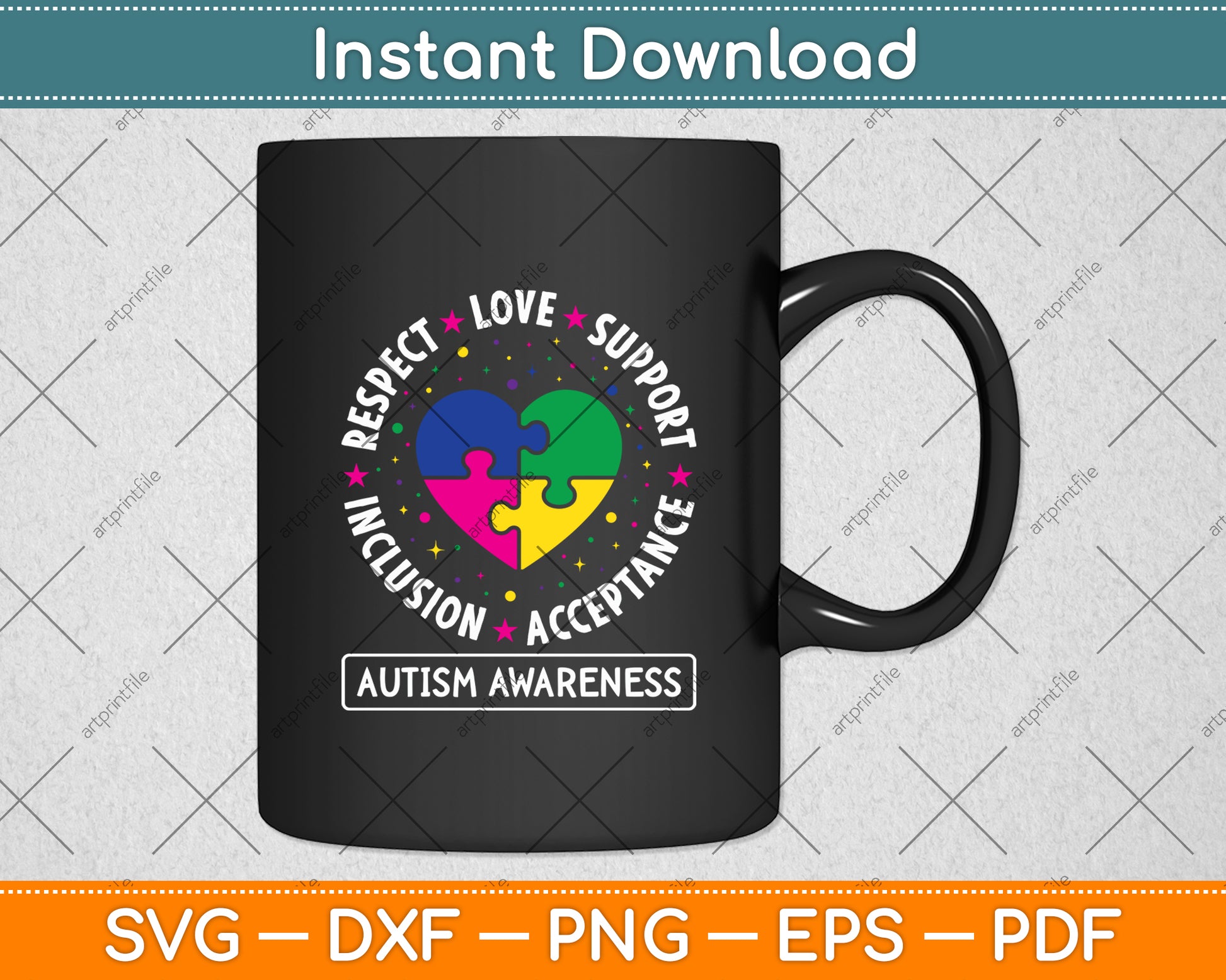 Respect Love Support Autism Awareness Month Svg Digital Cutting File