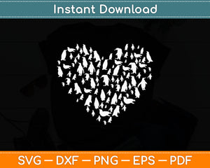 Silhouette Heart Penguins Svg Digital Cutting File