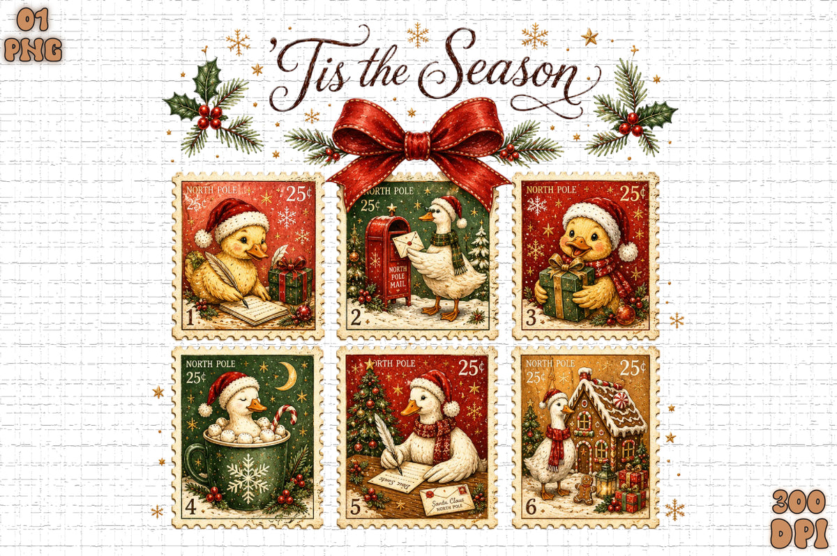 Silly Goose Christmas Stamps PNG