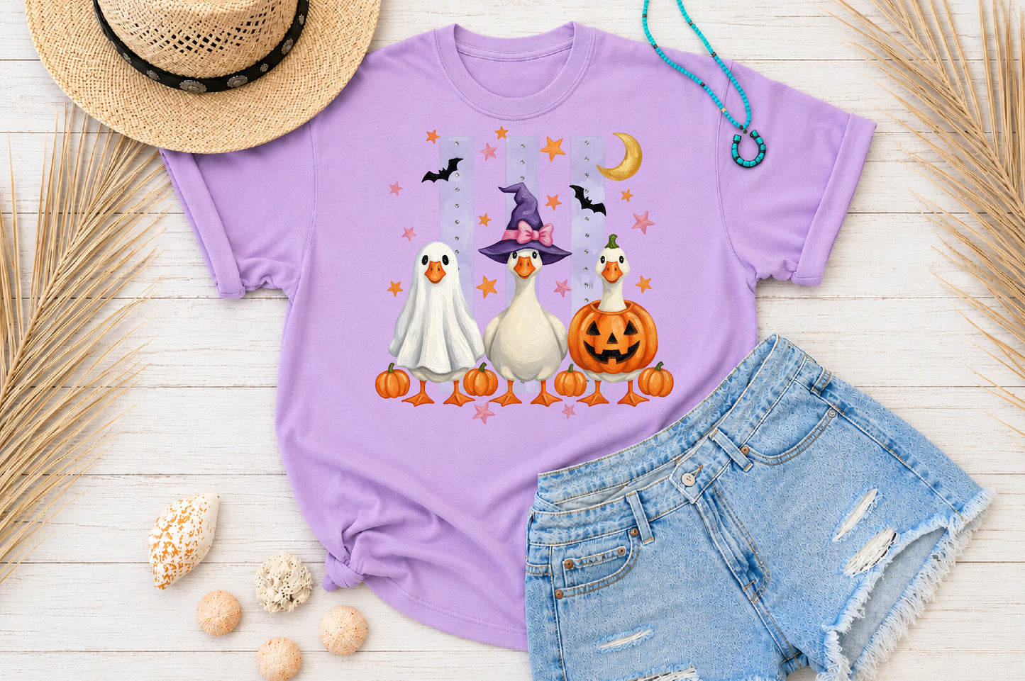 Silly Goose Halloween PNG Cute Ghost Witch Pumpkin Sublimation Design