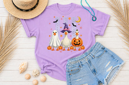 Silly Goose Halloween PNG Cute Ghost Witch Pumpkin Sublimation Design