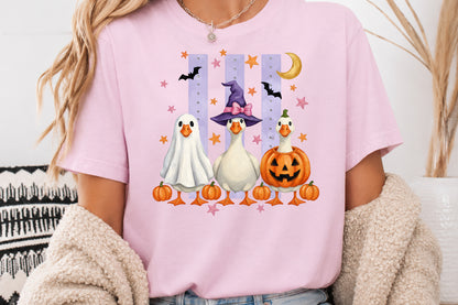 Silly Goose Halloween PNG Cute Ghost Witch Pumpkin Sublimation Design