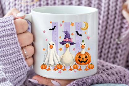 Silly Goose Halloween PNG Cute Ghost Witch Pumpkin Sublimation Design