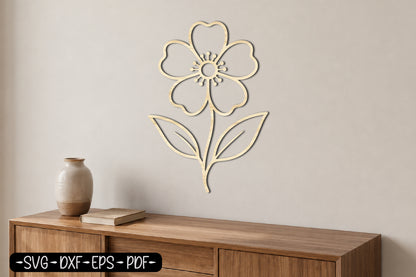 Simple Flower Laser Cut SVG | Floral Wall Art Cut File